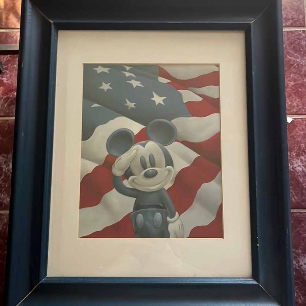 Disney Mickey American flag framed picture